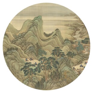 新中式水墨山水圆形装饰画
