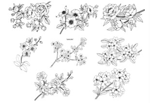 手绘花卉枝叶图案集合