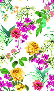 花卉植物水彩无缝图案