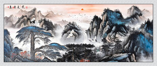 紫气东来国画山水