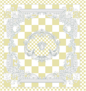 黄白格纹大牌方巾