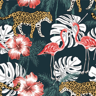 热带风情动植物印花图案数码印花