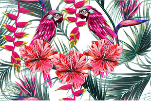 花鸟图案绚丽自然风设计数码印花