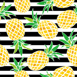 黑白条纹底的菠萝图案