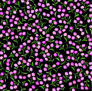 粉色小花黑色背景图案