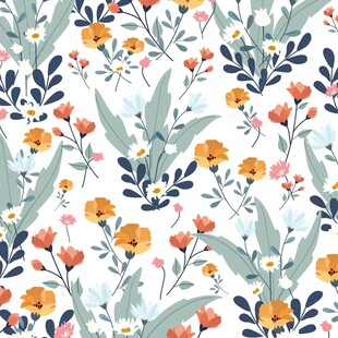 清新花卉图案碎花无缝数码印花