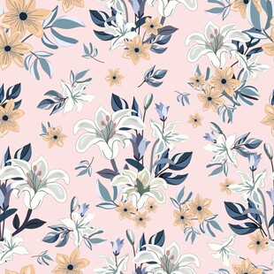 粉色花卉图案碎花数码印花