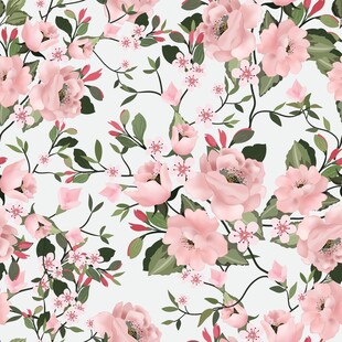 粉色花卉图案背景碎花无缝数码印