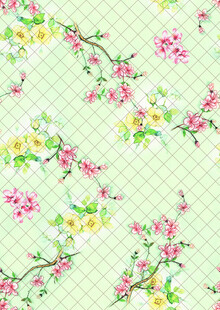 清新花卉格子背景图案