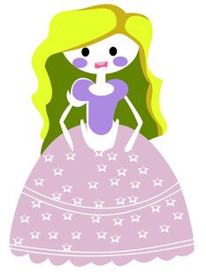 穿紫裙的金发卡通女孩