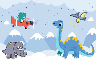 卡通恐龙背景墙