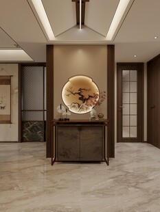 中式玄关场景效果图