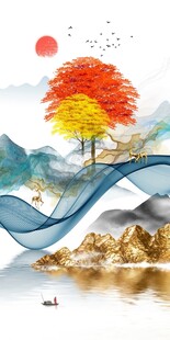 抽象意境山水玄关