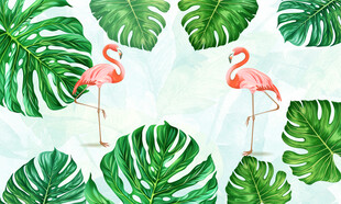 热带雨林植物背景墙