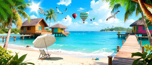 沙滩海景背景墙