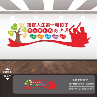 扣好人生第一粒扣子文化墙