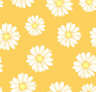 黄色雏菊无缝图案背景