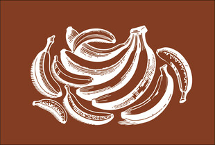 手绘棕色背景香蕉图案