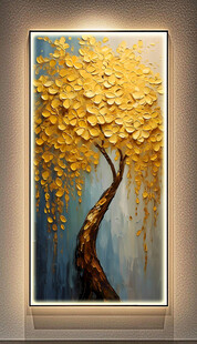 原创客厅高档装饰油画手绘发财树