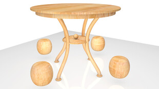 实木桌子 原木凳子 木纹圆桌