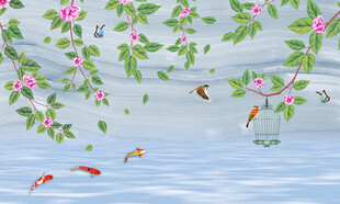 新中式花鸟背景墙