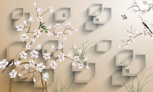 新中式花鸟背景墙