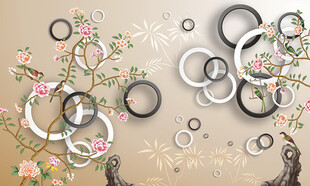 新中式花鸟背景墙