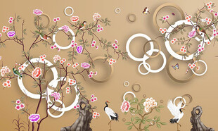 新中式花鸟背景墙