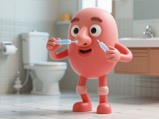 卡通角色浴室鼻子卫生场景