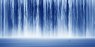 流水生财瀑布山水画