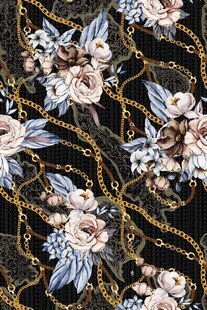 黑金花卉链条图案设计