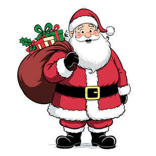 圣诞老人背礼物袋形象