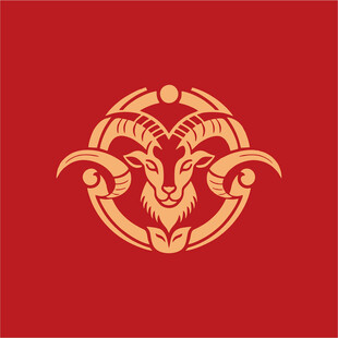 羊年主题红色艺术标志