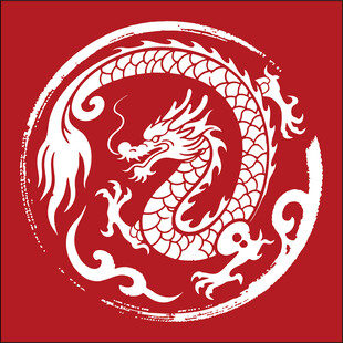 中国风红色龙纹图案