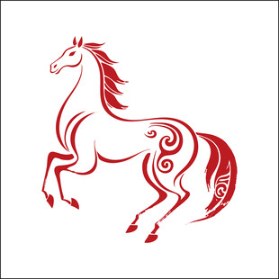 红色骏马图案设计