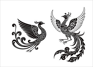 双凤图腾图案设计