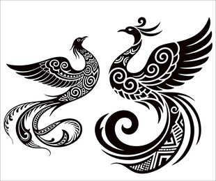 双凤图腾图案设计