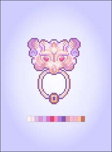 卡通风格门环图案设计十字绣像素