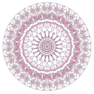 圆形粉色花纹图案