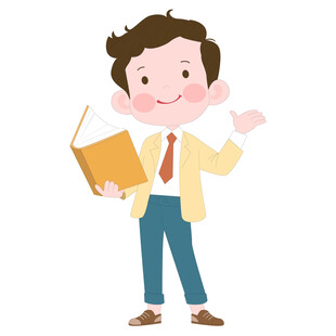 可爱儿童男孩拿着书本教育插画