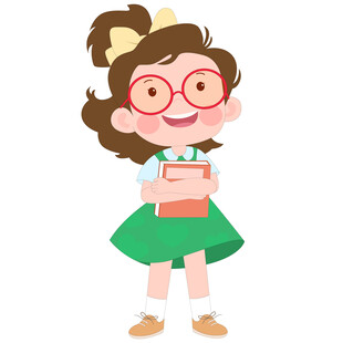 带着眼镜拿着书的女孩教育插画