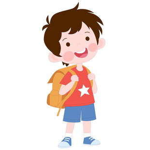 开学季背着书包去上学的男孩插画