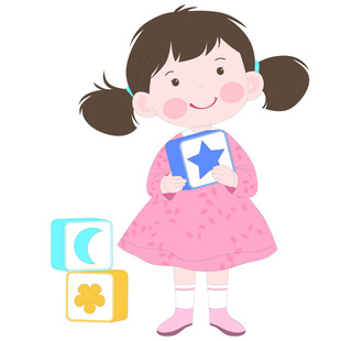 开学季穿泡泡裙拿着魔方女孩插画