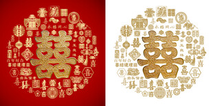 金属喜字花纹百喜图