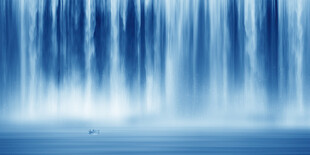 流水生财瀑布山水画