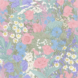 缤纷花卉图案清新自然风四方连续