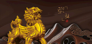 金色麒麟雕塑貔貅