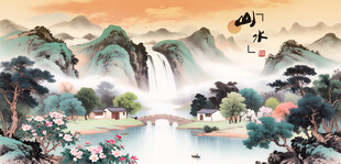 山水国画风景图