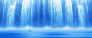 蓝色瀑布山水画