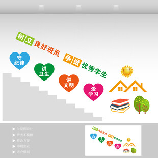 文明校园楼梯文化墙